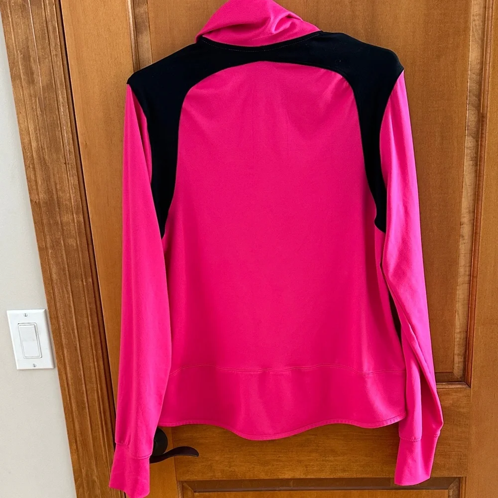 C9 by Champion Hot Pink Full Zip Track Jacket Thumbholes Black Trim Large L